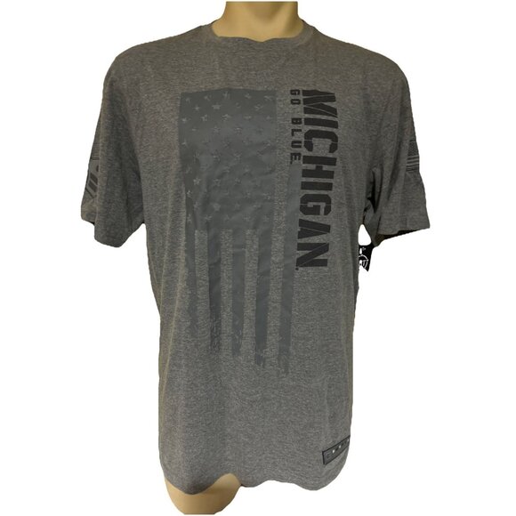 Michigan Wolverines USA Patch Military Tee Shirt Colosseum Men’s Large Gray - Picture 1 of 9